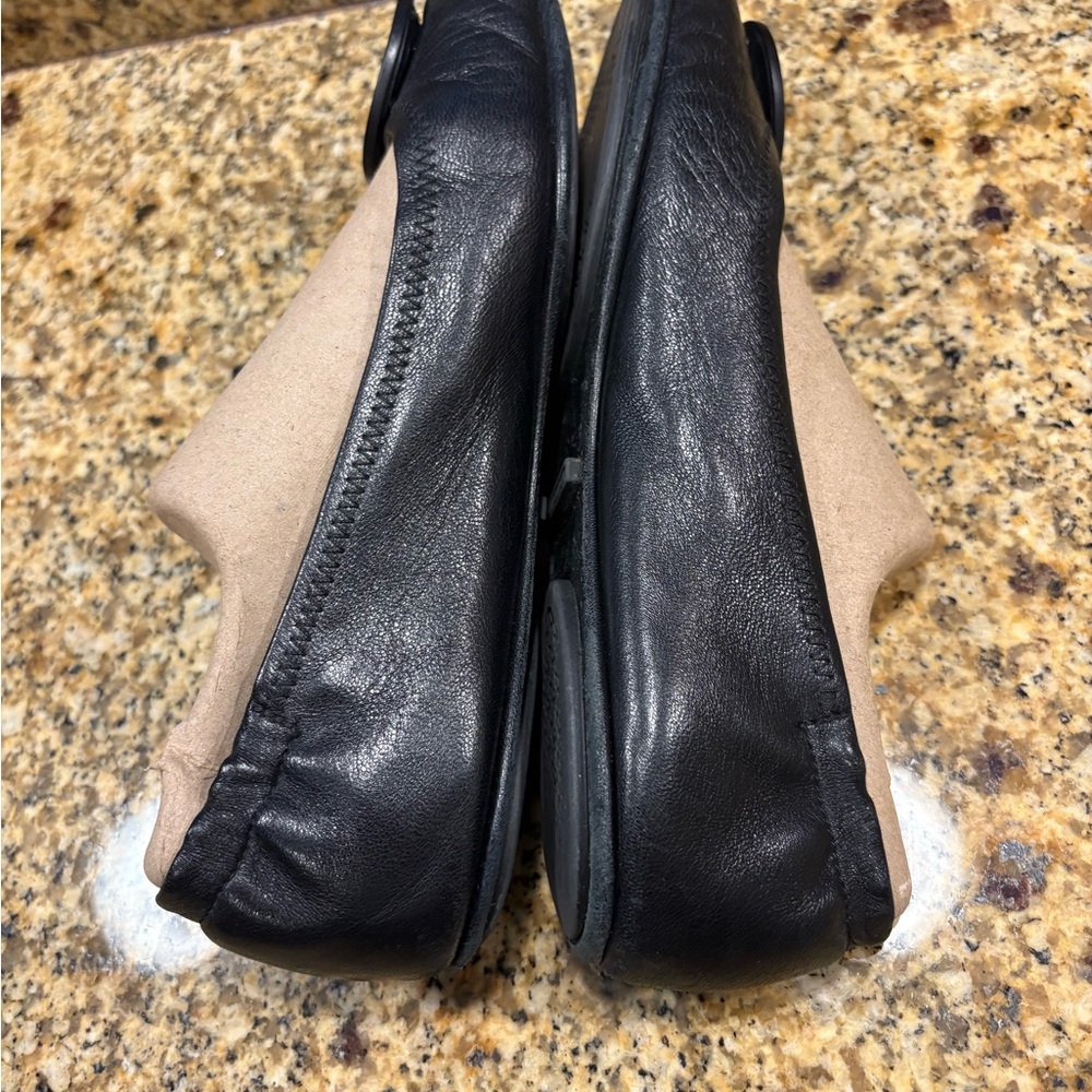 Tory Burch Black Leather Minnie Travel Ballet Flats Size 7 - Picture 3 of 7